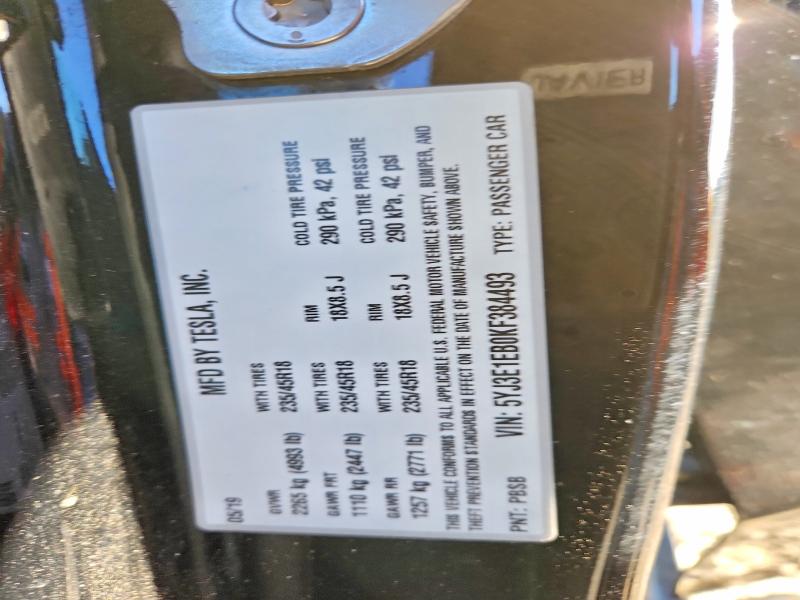 97050005 :رقم المزاد ، 5YJ3E1EB0KF384493 vin ، 2019 Tesla Model 3 مزاد بيع