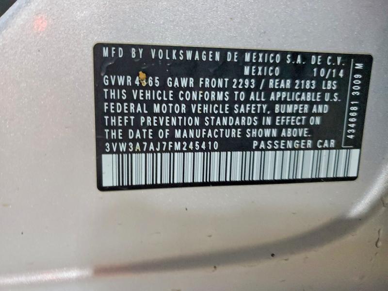99317675 :رقم المزاد ، 3VW3A7AJ7FM245410 vin ، 2015 Volkswagen Jetta Tdi مزاد بيع