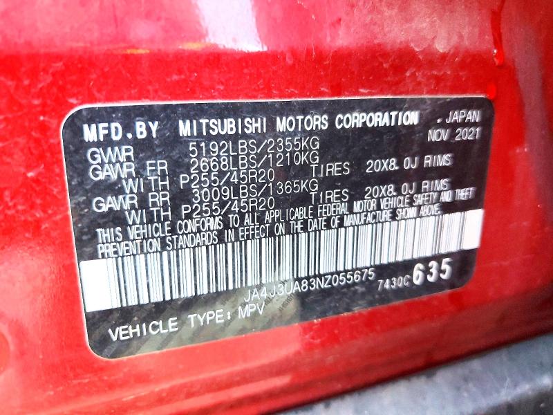 Aukcja sprzedaży 2022 Mitsubishi Outlander, vin: JA4J3UA83NZ055675, numer aukcji: 97735835