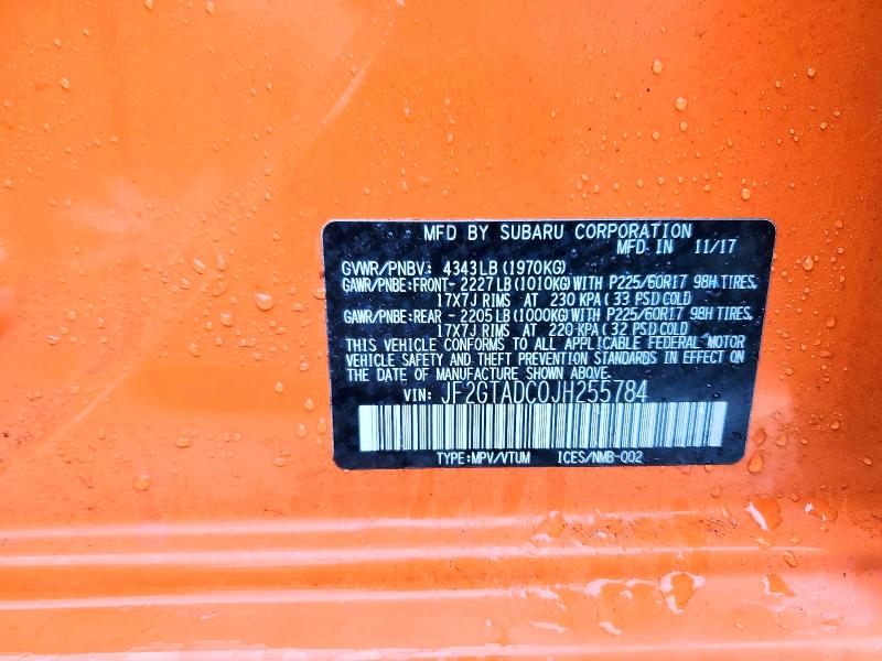 Aukcja sprzedaży 2018 Subaru Crosstrek, vin: JF2GTADC0JH255784, numer aukcji: 99856405
