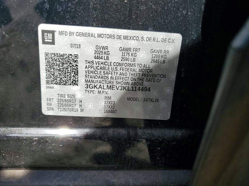 74220175 :رقم المزاد ، 3GKALMEV3KL114494 vin ، 2019 Gmc Terrain مزاد بيع