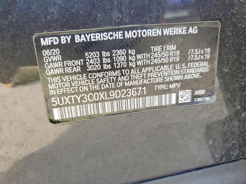 Продаж на аукціоні авто 2020 Bmw X3, vin: 5UXTY3C0XL9D23671, номер лоту: 98951905