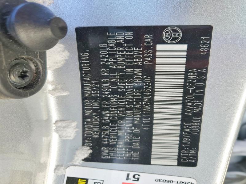 Aukcja sprzedaży 2021 Toyota Camry, vin: 4T1C11AK7MU462307, numer aukcji: 73751655