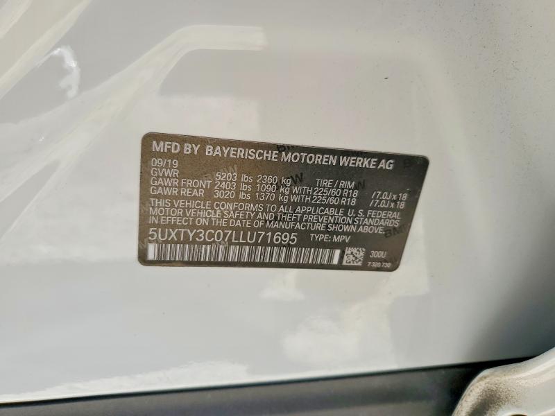 Aukcja sprzedaży 2020 Bmw X3, vin: 5UXTY3C07LLU71695, numer aukcji: 73089315