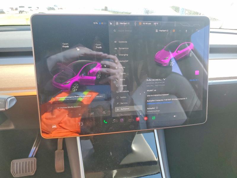 73262225 :رقم المزاد ، 5YJYGDEEXLF009367 vin ، 2020 Tesla Model Y مزاد بيع