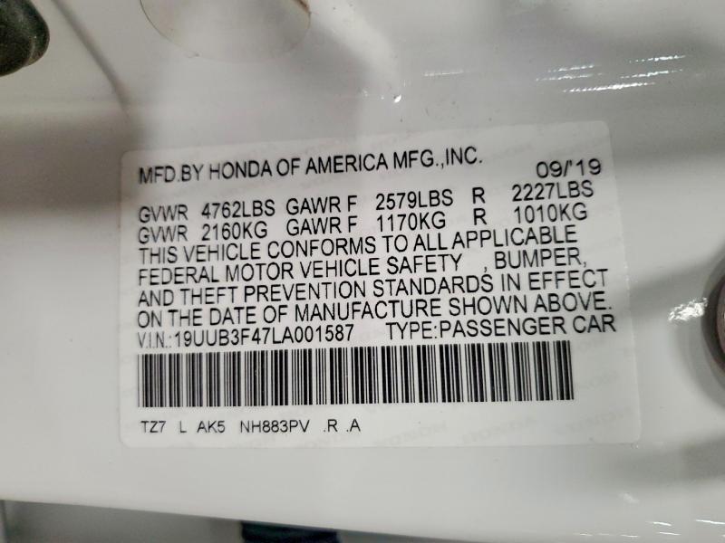 75052115 :رقم المزاد ، 19UUB3F47LA001587 vin ، 2020 Acura Tlx مزاد بيع