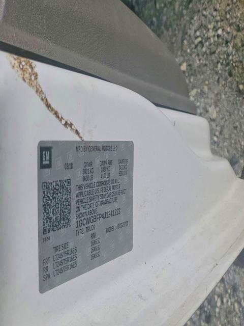 2018 Chevrolet Express G2500 მანქანა იყიდება აუქციონზე, vin: 1GCWGBFP4J1241223, აუქციონის ნომერი: 97865765