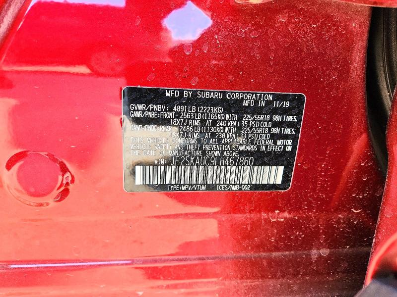 Aukcja sprzedaży 2020 Subaru Forester, vin: JF2SKAUC9LH467860, numer aukcji: 73612095