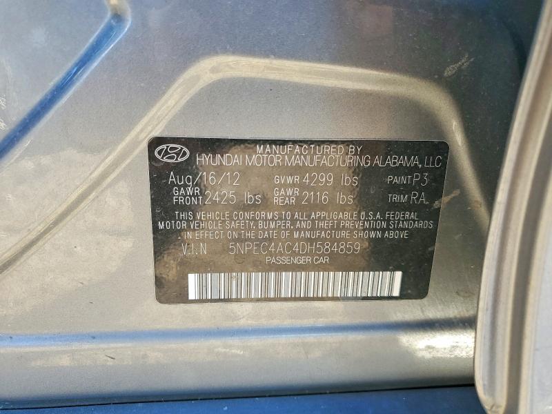 2013 Hyundai Sonata მანქანა იყიდება აუქციონზე, vin: 5NPEC4AC4DH584859, აუქციონის ნომერი: 73776985