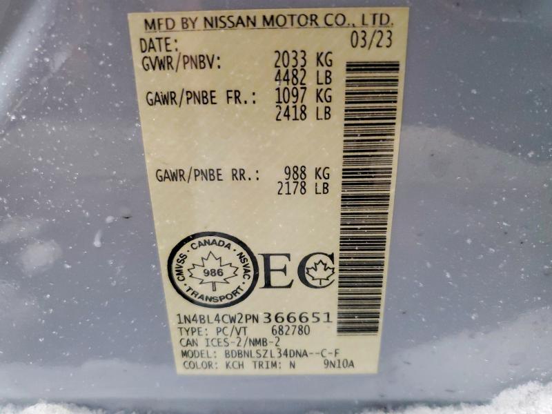2023 Nissan Altima 2.5 Sr 4dr Aw მანქანა იყიდება აუქციონზე, vin: 1N4BL4CW2PN366651, აუქციონის ნომერი: 99360035
