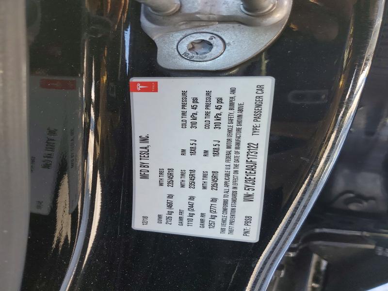2018 Tesla Model 3 მანქანა იყიდება აუქციონზე, vin: 5YJ3E1EA9JF173122, აუქციონის ნომერი: 75083685