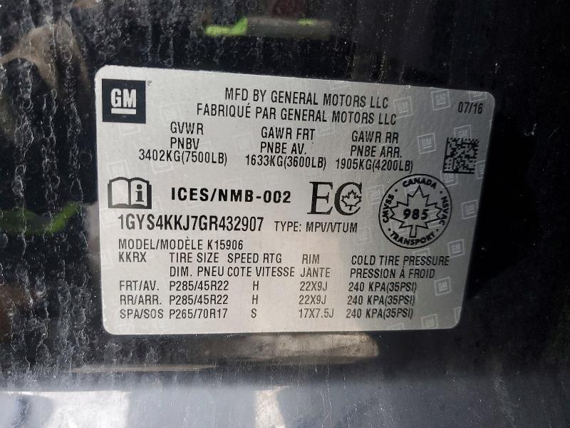Aukcja sprzedaży 2016 Cadillac Escalade, vin: 1GYS4KKJ7GR432907, numer aukcji: 99658295