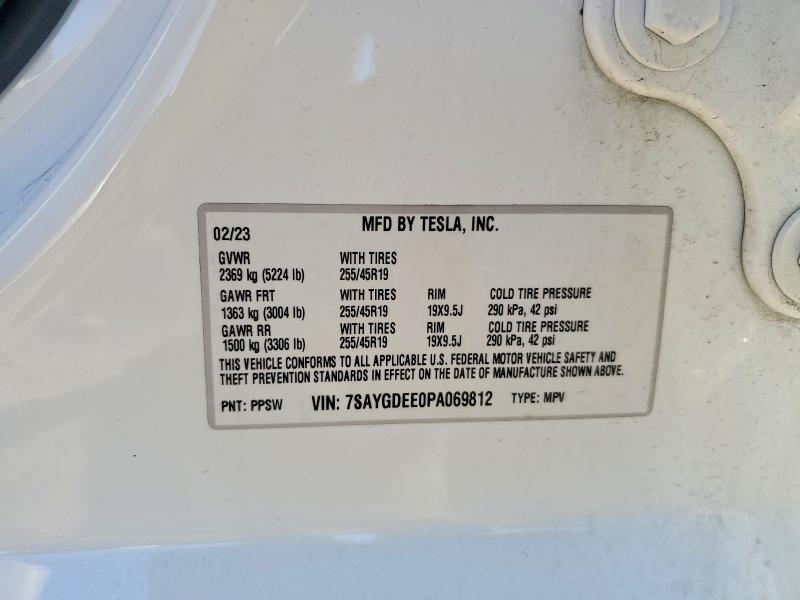 Aukcja sprzedaży 2023 Tesla Model Y, vin: 7SAYGDEE0PA069812, numer aukcji: 72921085