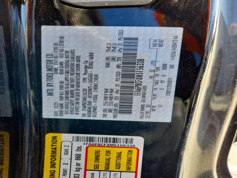 73267595 :رقم المزاد ، 1FA6P8CFXM5156338 vin ، 2021 Ford Mustang Gt مزاد بيع