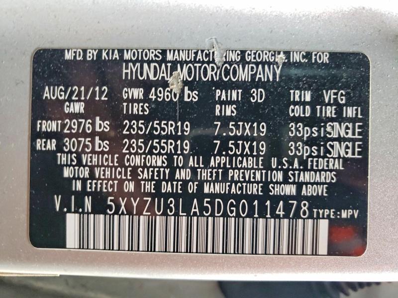 99310895 :رقم المزاد ، 5XYZU3LA5DG011478 vin ، 2013 Hyundai Santa Fe Sport مزاد بيع