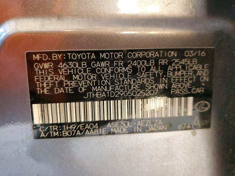 Продаж на аукціоні авто 2016 Lexus Is 200t, vin: JTHBA1D29G5025207, номер лоту: 72760555