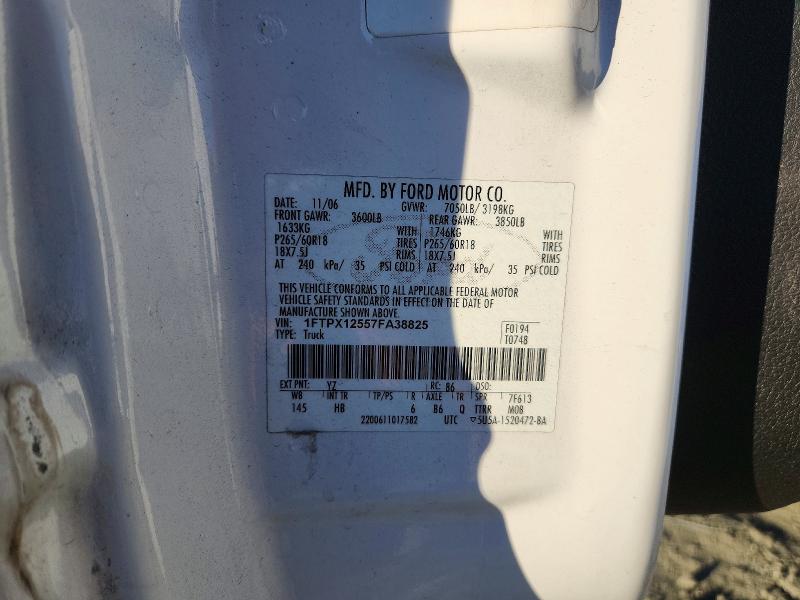 98153585 :رقم المزاد ، 1FTPX12557FA38825 vin ، 2007 Ford F150 مزاد بيع