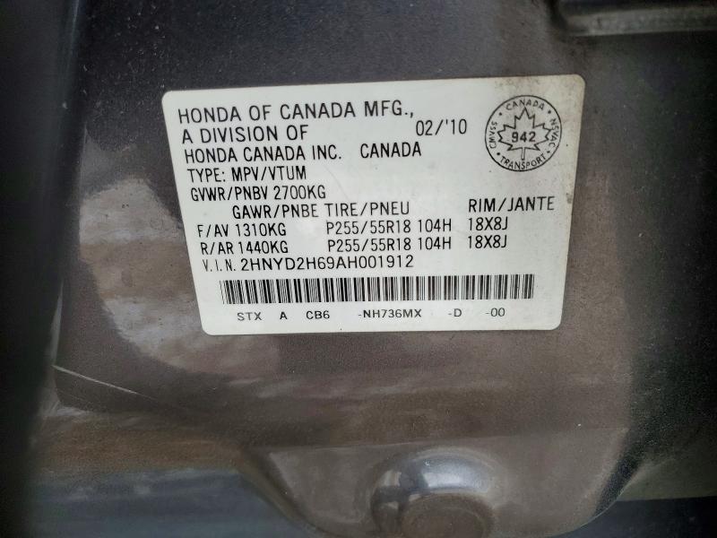 Aukcja sprzedaży 2010 Acura Mdx Techno, vin: 2HNYD2H69AH001912, numer aukcji: 73939385