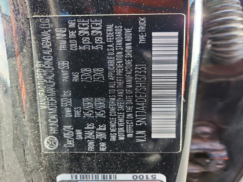 Aukcja sprzedaży 2025 Hyundai Santa Cruz, vin: 5NTJA4DE7SH137331, numer aukcji: 73725185