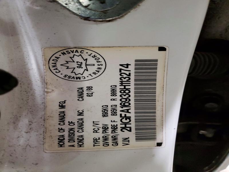 Aukcja sprzedaży 2008 Honda Civic, vin: 2HGFA16938H113274, numer aukcji: 97084595