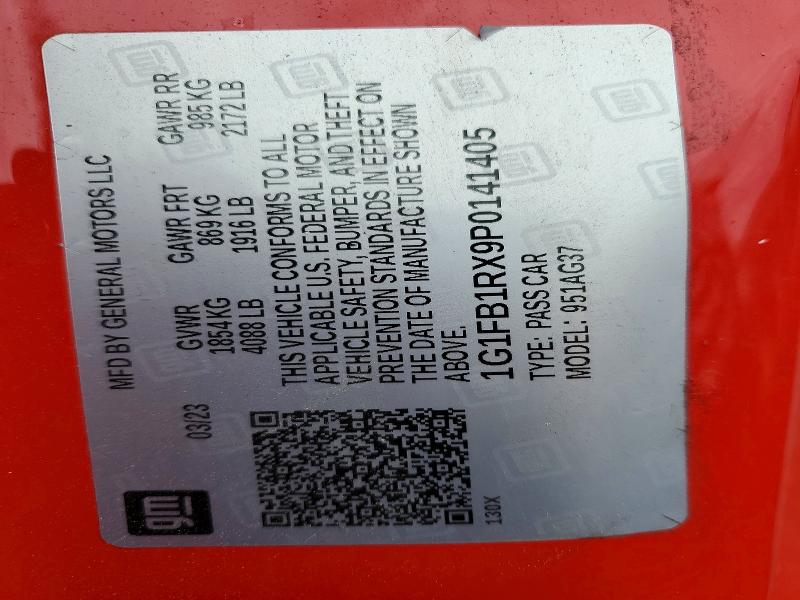 Aukcja sprzedaży 2023 Chevrolet Camaro, vin: 1G1FB1RX9P0141405, numer aukcji: 99264525