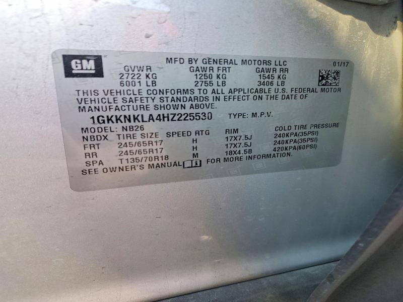Aukcja sprzedaży 2017 Gmc Acadia, vin: 1GKKNKLA4HZ225530, numer aukcji: 99908475