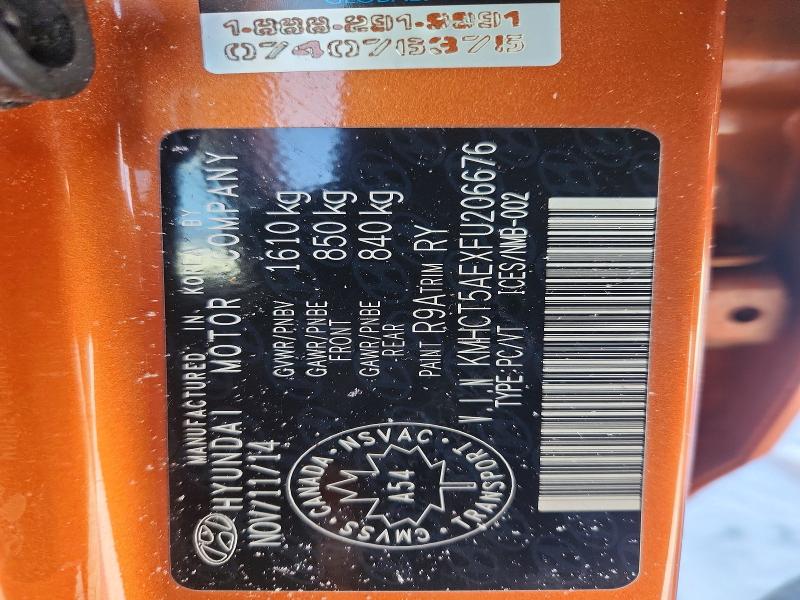 Продаж на аукціоні авто 2015 Hyundai Accent, vin: KMHCT5AEXFU206676, номер лоту: 72170055