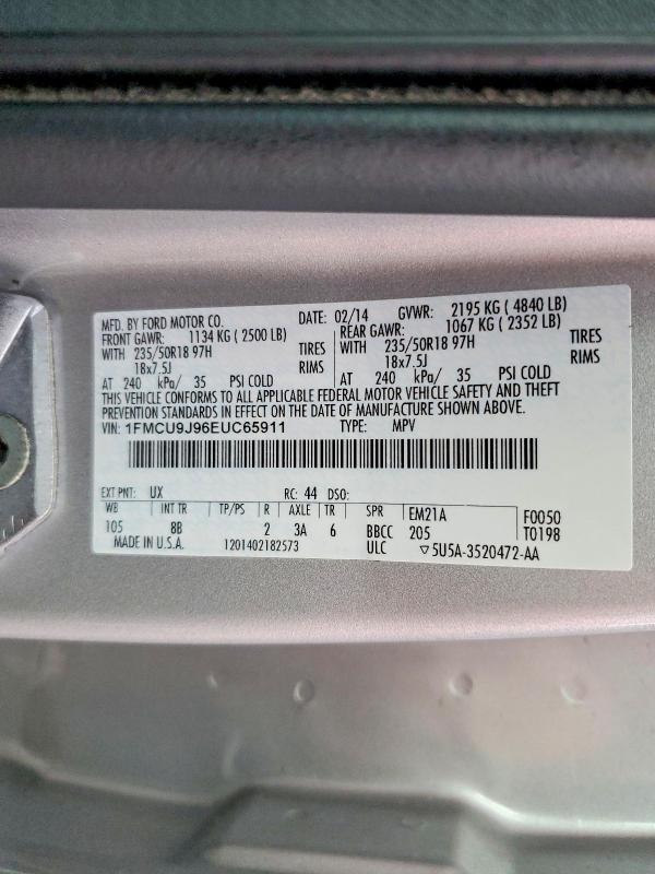 Aukcja sprzedaży 2014 Ford Escape, vin: 1FMCU9J96EUC65911, numer aukcji: 72419795
