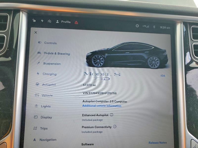 Aukcja sprzedaży 2017 Tesla Model S, vin: 5YJSA1E28HF219758, numer aukcji: 99157505