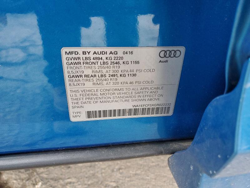 Продаж на аукціоні авто 2016 Audi Q3, vin: WA1EFCFSXGR022232, номер лоту: 73948125