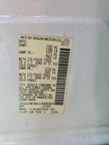 Продаж на аукціоні авто 2017 Nissan Murano S, vin: 5N1AZ2MH3HN148689, номер лоту: 72277635