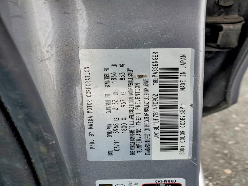 2011 Mazda 3 მანქანა იყიდება აუქციონზე, vin: JM1BL1UF7B1470902, აუქციონის ნომერი: 99090415