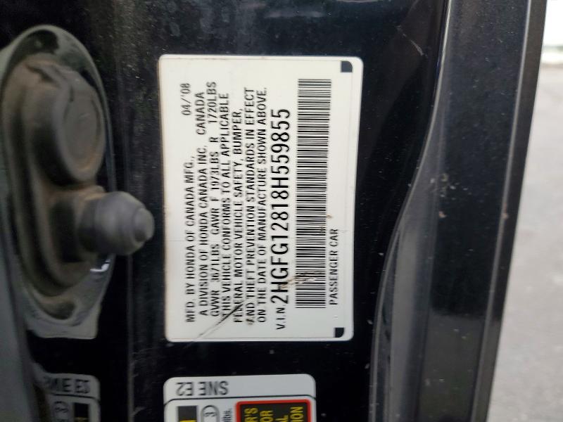 Aukcja sprzedaży 2008 Honda Civic, vin: 2HGFG12818H559855, numer aukcji: 73940625