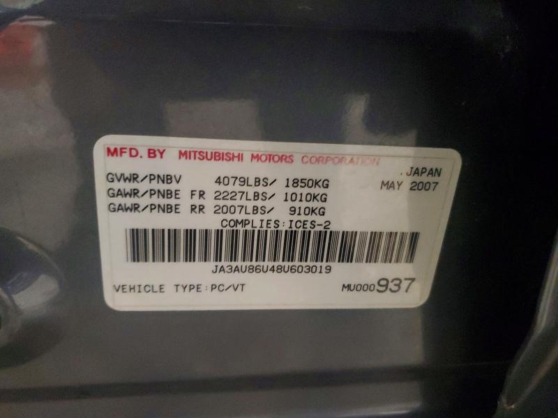 99494005 :رقم المزاد ، JA3AU86U48U603019 vin ، 2008 Mitsubishi Lancer مزاد بيع