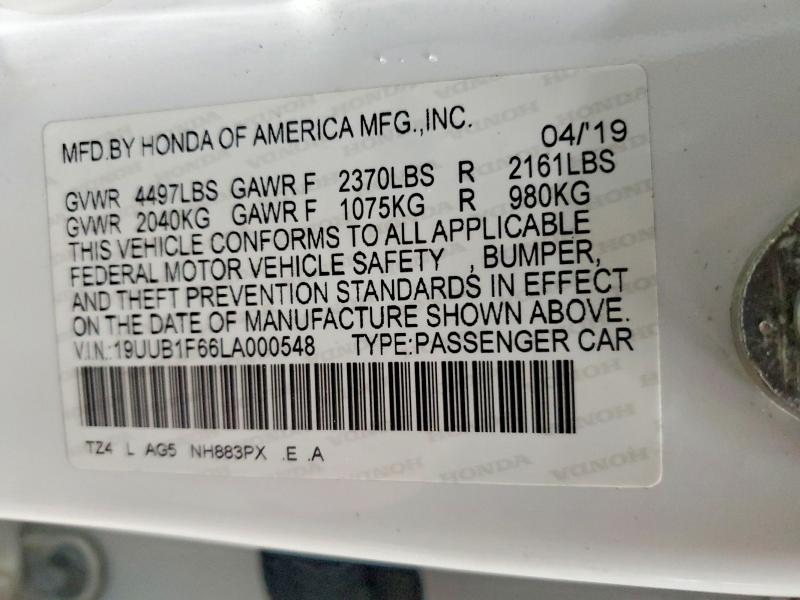2020 Acura Tlx მანქანა იყიდება აუქციონზე, vin: 19UUB1F66LA000548, აუქციონის ნომერი: 98235515
