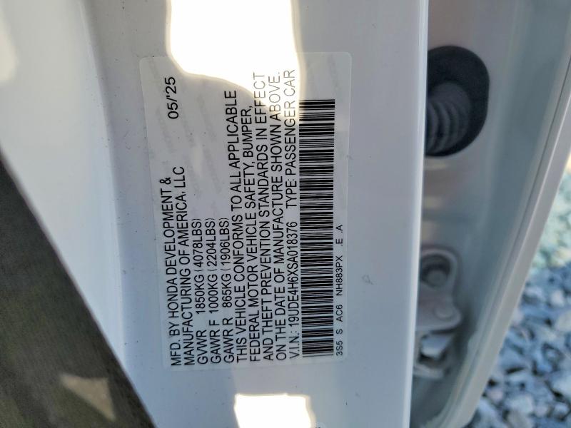 99603825 :رقم المزاد ، 19UDE4H6XSA018376 vin ، 2025 Acura Integra مزاد بيع