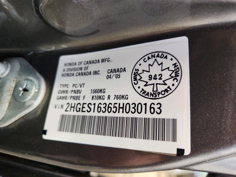 Продажа на аукционе авто 2005 Honda Civic Dx V, vin: 2HGES16365H030163, номер лота: 74206755