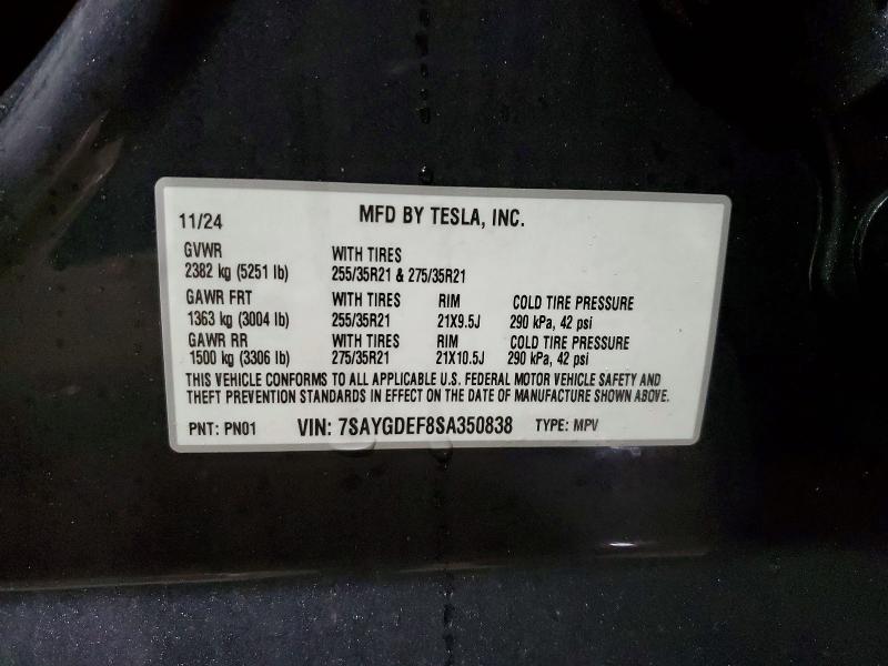 Aukcja sprzedaży 2025 Tesla Model Y, vin: 7SAYGDEF8SA350838, numer aukcji: 97545025