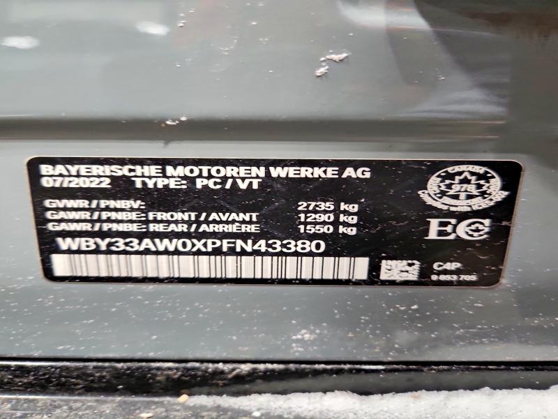 2023 Bmw I4 მანქანა იყიდება აუქციონზე, vin: WBY33AW0XPFN43380, აუქციონის ნომერი: 74124835