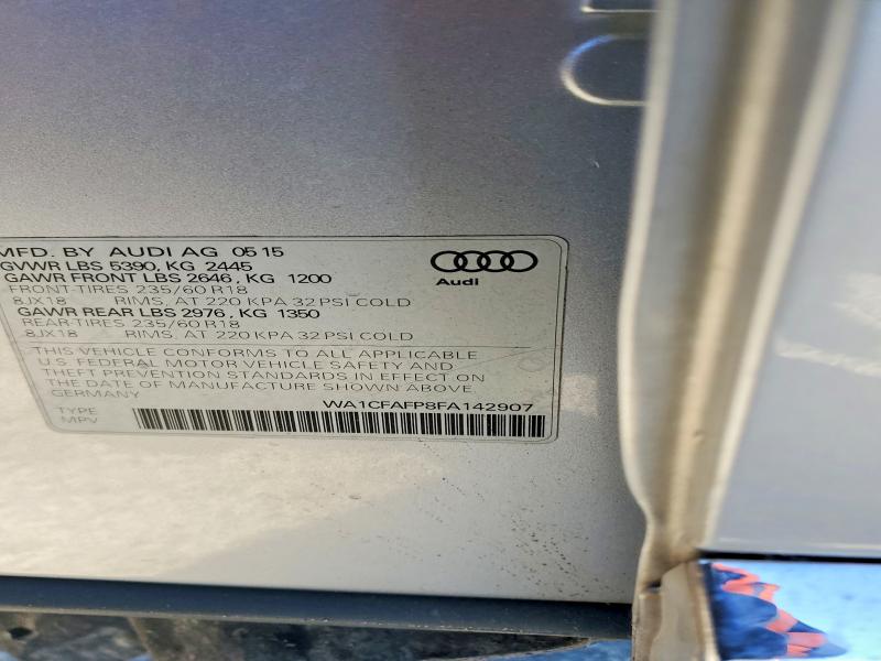 Aukcja sprzedaży 2015 Audi Q5, vin: WA1CFAFP8FA142907, numer aukcji: 72965925