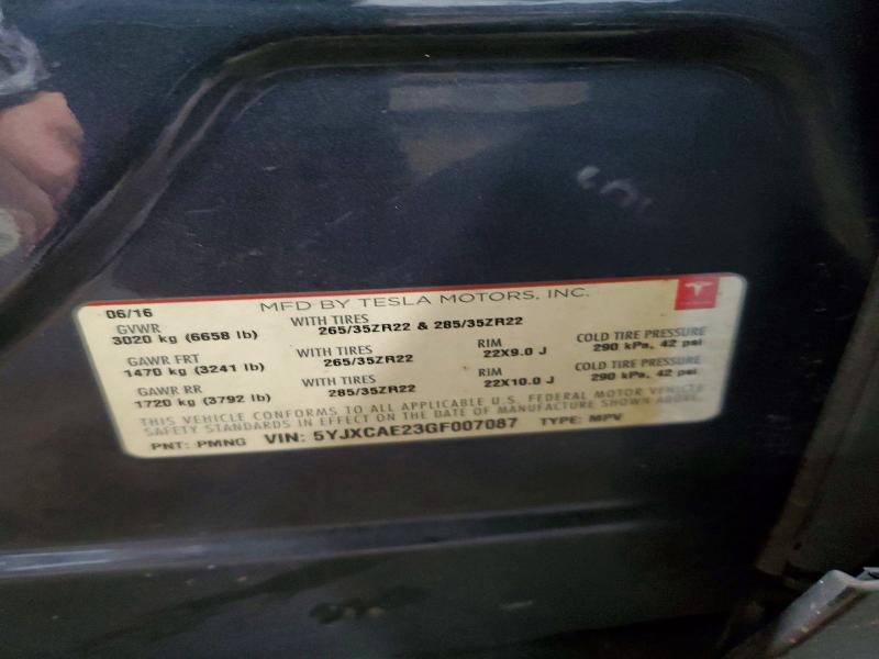 Aukcja sprzedaży 2016 Tesla Model X, vin: 5YJXCAE23GF007087, numer aukcji: 72896105