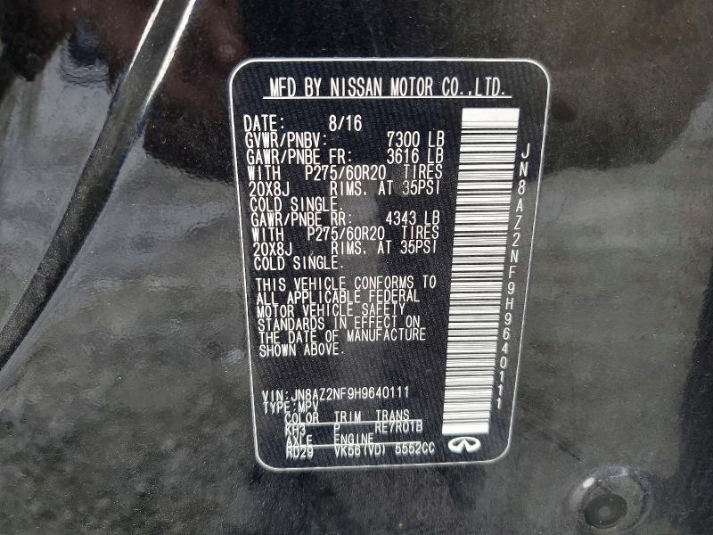 99304025 :رقم المزاد ، JN8AZ2NF9H9640111 vin ، 2017 Infiniti Qx80 Base مزاد بيع