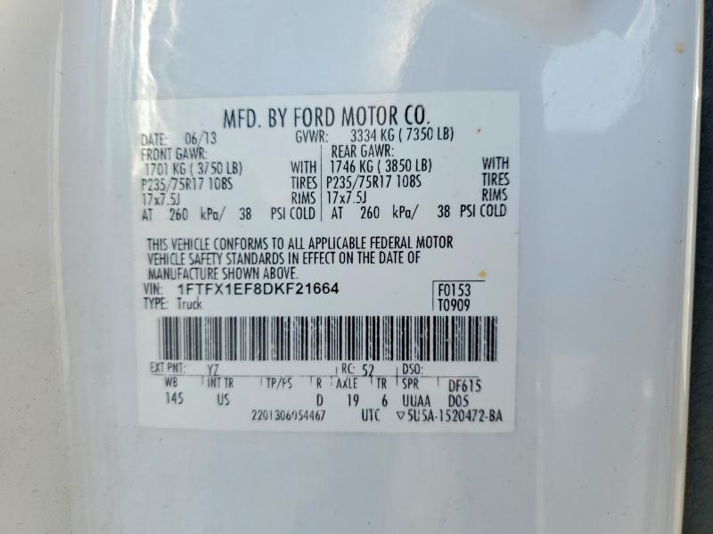 Продажа на аукционе авто 2013 Ford F150, vin: 1FTFX1EF8DKF21664, номер лота: 72644785