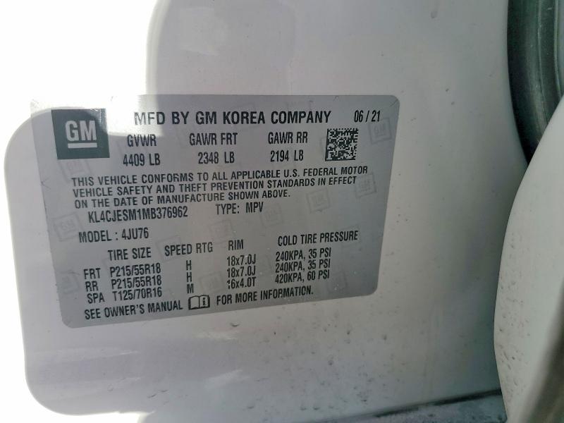 Продаж на аукціоні авто 2021 Buick Encore, vin: KL4CJESM1MB376962, номер лоту: 99431695