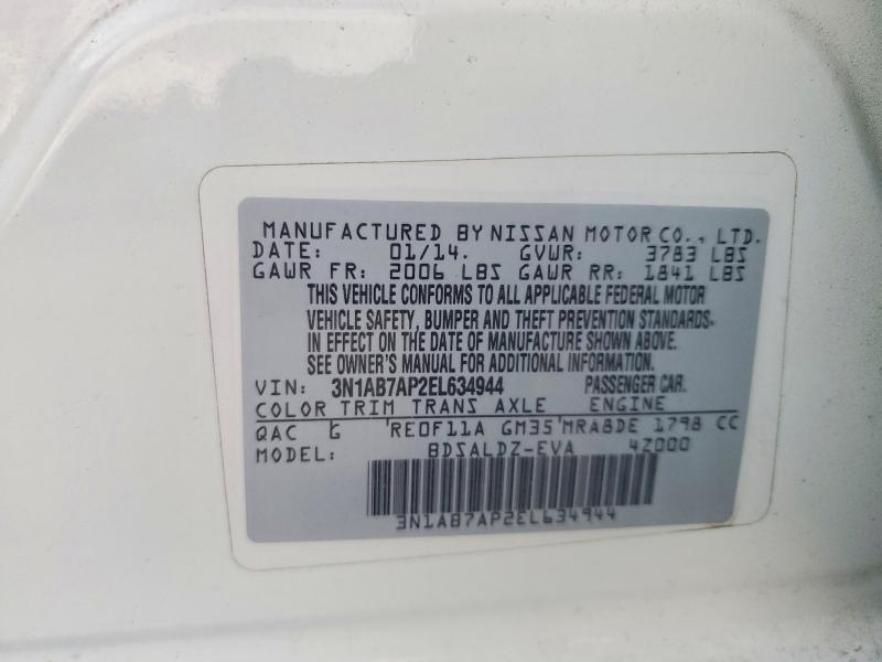 Aukcja sprzedaży 2014 Nissan Sentra S, vin: 3N1AB7AP2EL634944, numer aukcji: 99069295