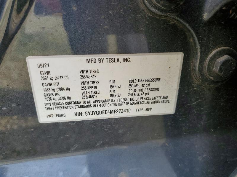 Aukcja sprzedaży 2021 Tesla Model Y, vin: 5YJYGDEE4MF272410, numer aukcji: 75041345