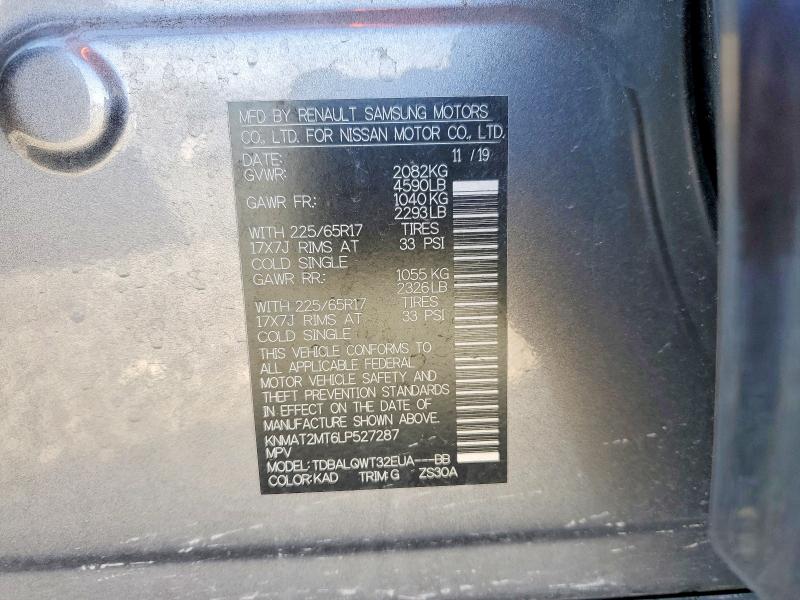Aukcja sprzedaży 2020 Nissan Rogue, vin: KNMAT2MT6LP527287, numer aukcji: 75073335