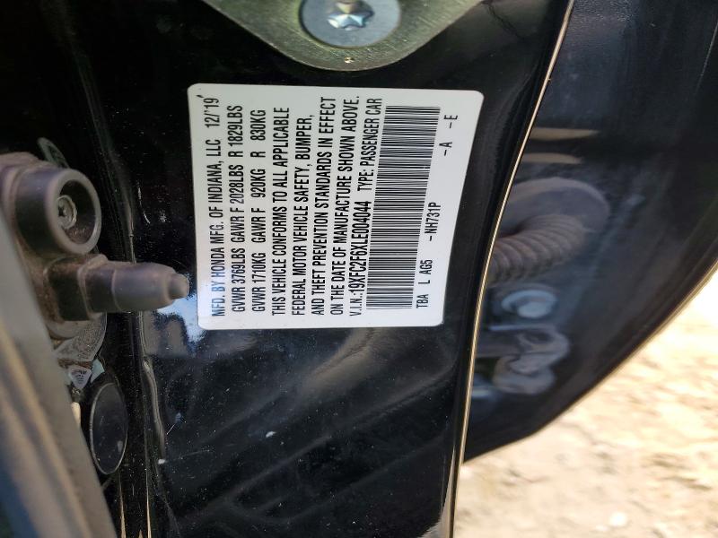 72226435 :رقم المزاد ، 19XFC2F6XLE004044 vin ، 2020 Honda Civic مزاد بيع