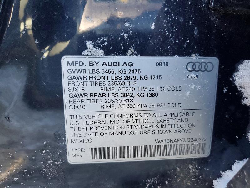74245365 :رقم المزاد ، WA1BNAFY7J2240272 vin ، 2018 Audi Q5 مزاد بيع