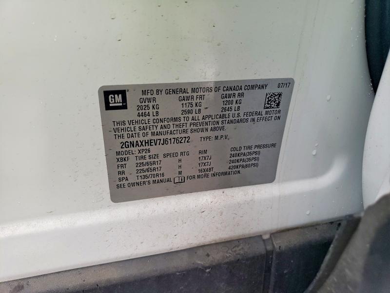 Aukcja sprzedaży 2018 Chevrolet Equinox, vin: 2GNAXHEV7J6176272, numer aukcji: 98626135